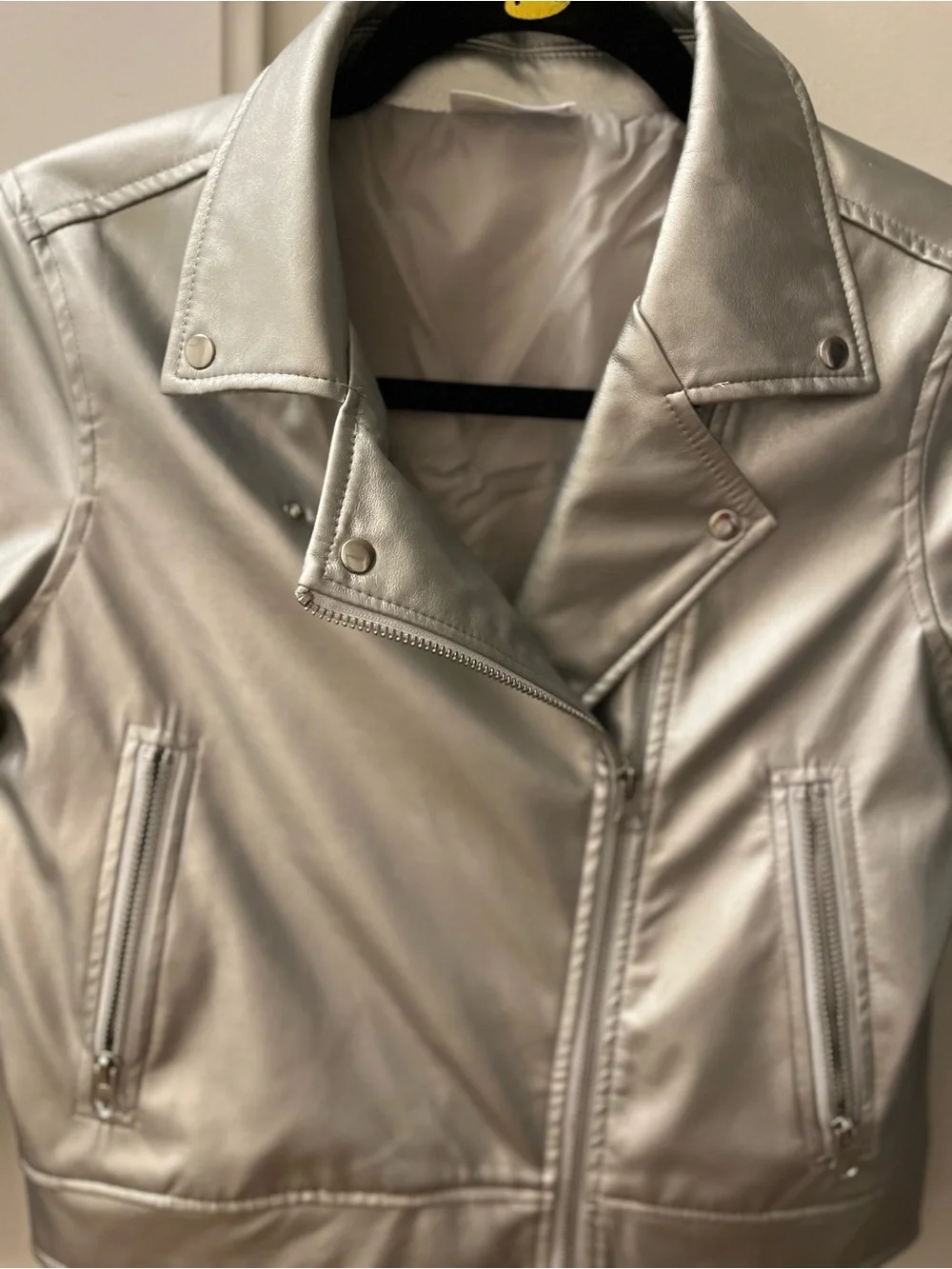 Epic Threads Silver Girls' Faux Leather Moto Jacket - Size M